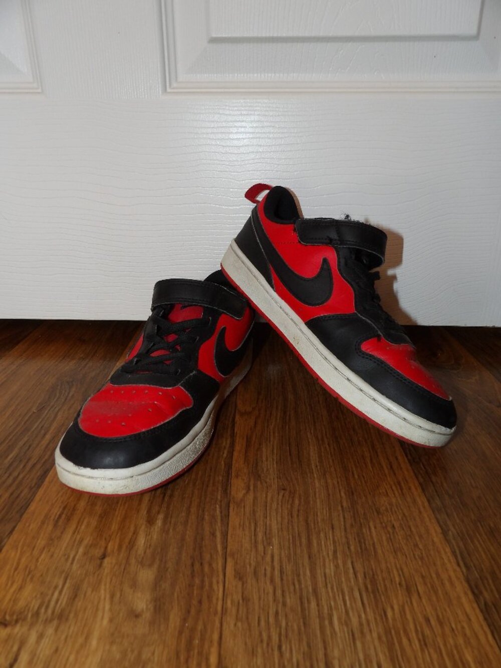 Nike Court Borough Low Recraft Sneakers Black and Red Hook and Loop Size 2.5